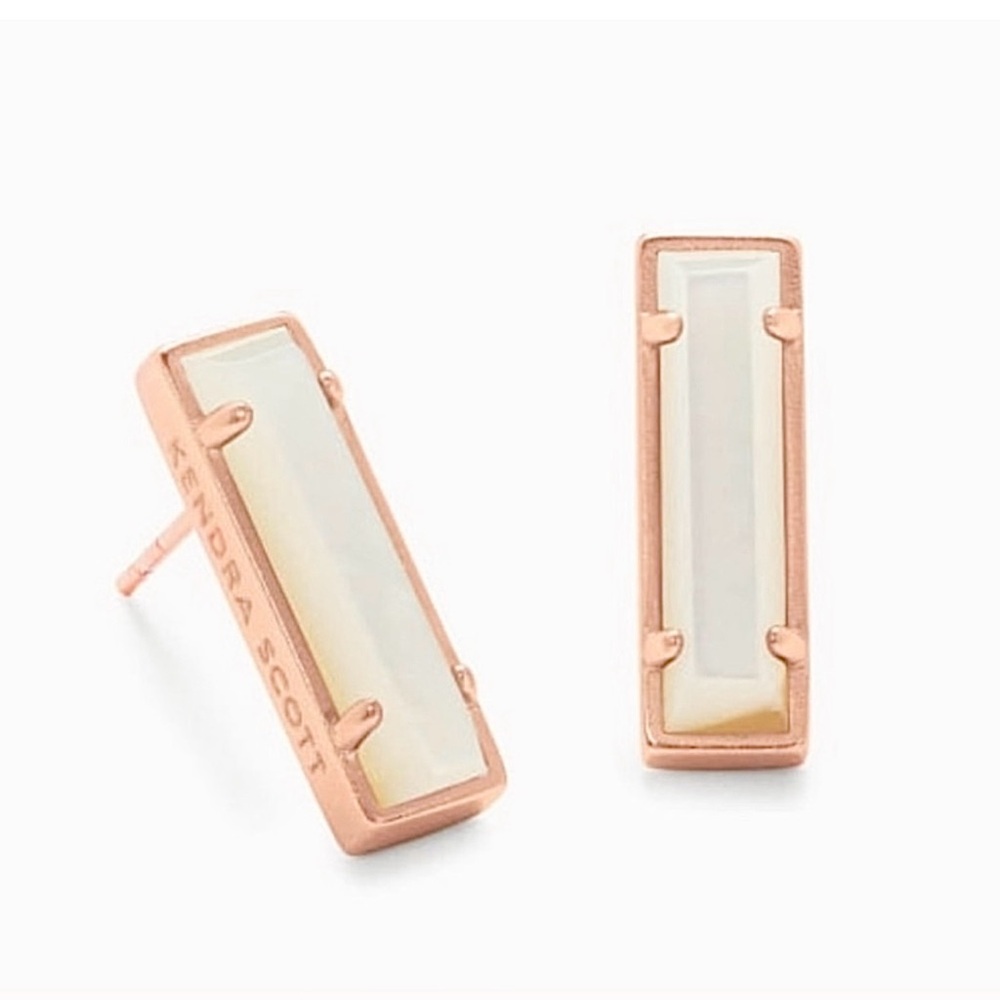 Kendra Scott Bar Stud Earrings – Mother-of-Pearl + Rose Gold